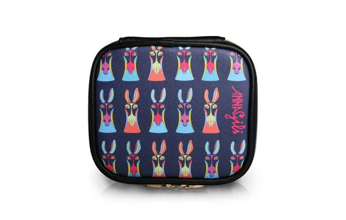 Square Cosmetic Pouch Anna Gili - Horse Navy