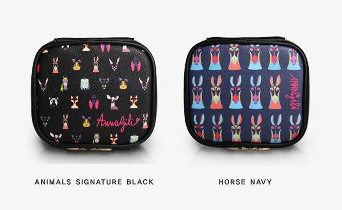 Square Cosmetic Pouch Anna Gili - Horse Navy