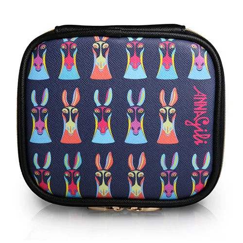 Square Cosmetic Pouch Anna Gili - Horse Navy