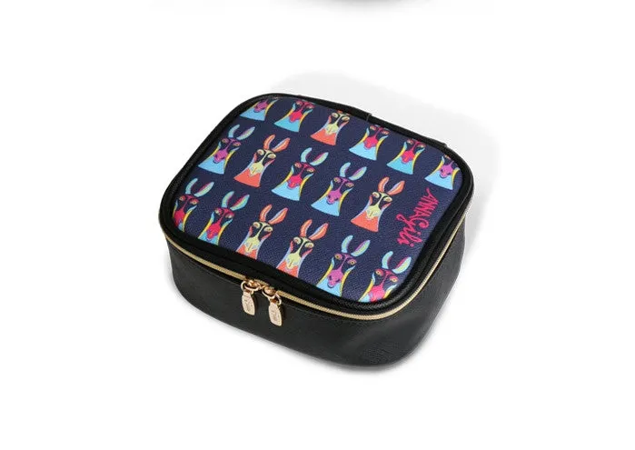 Square Cosmetic Pouch Anna Gili - Horse Navy