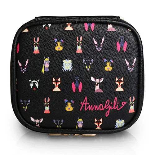 Square Cosmetic Pouch Anna Gili - Horse Navy