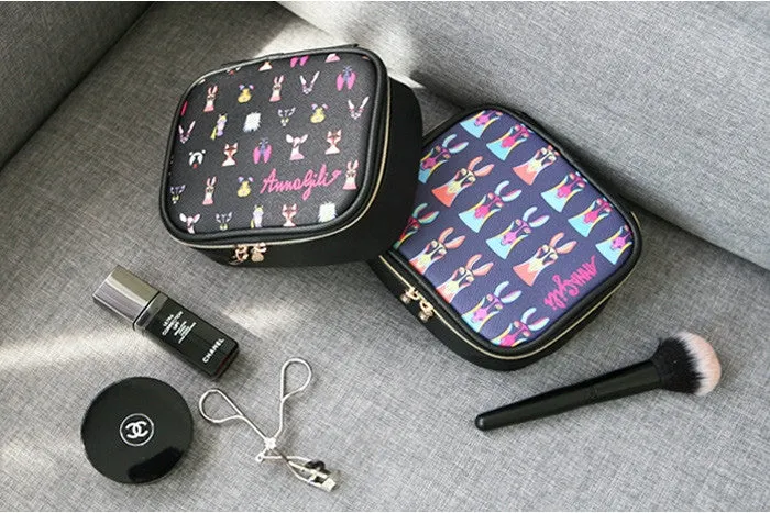 Square Cosmetic Pouch Anna Gili - Horse Navy