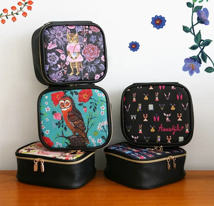 Square Cosmetic Pouch Anna Gili - Horse Navy