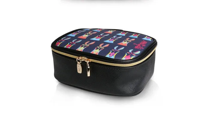 Square Cosmetic Pouch Anna Gili - Horse Navy