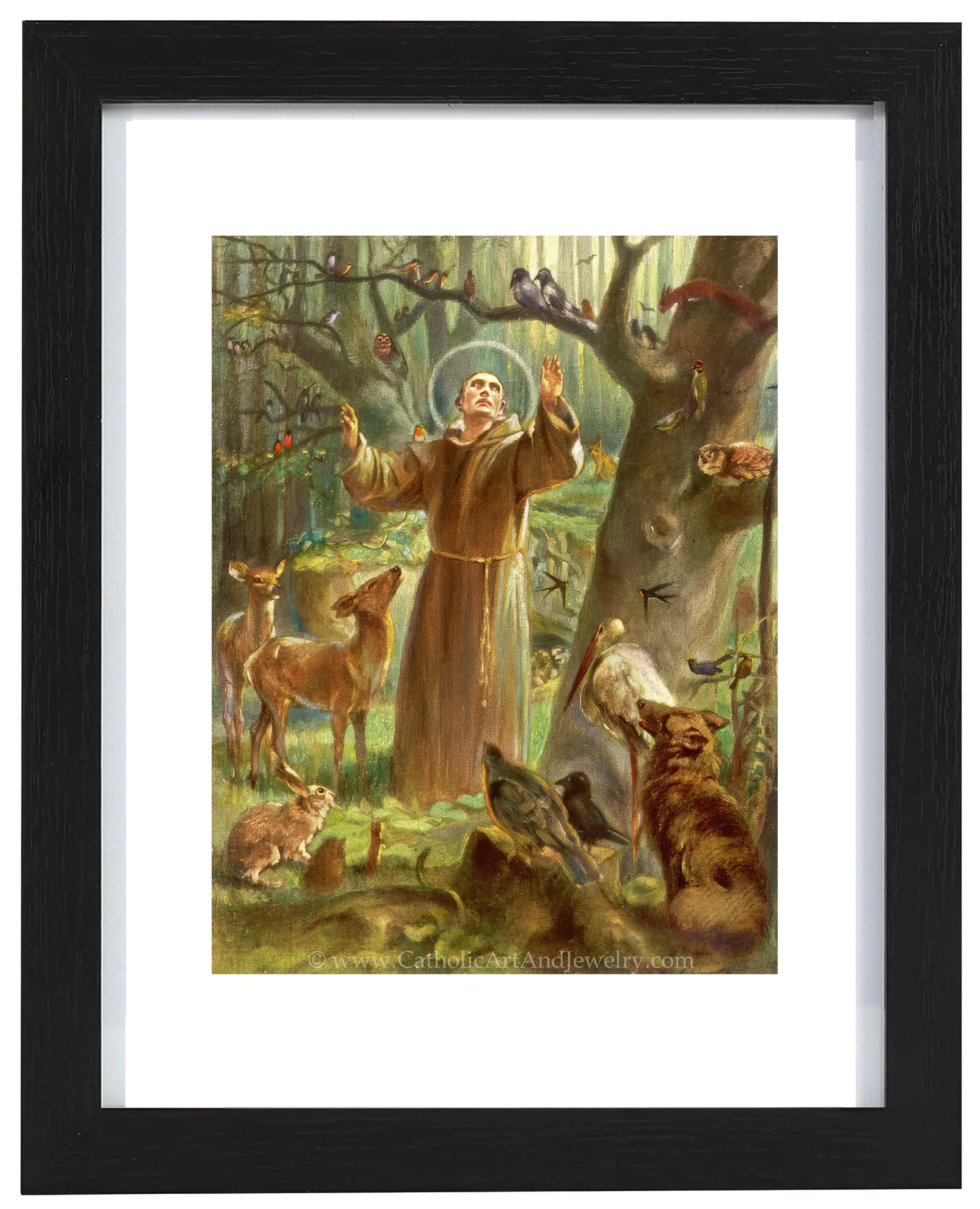 St. Francis of Assisi Preaching to the Birds – Hans Stubenrauch – 3 sizes – Catholic Art Print