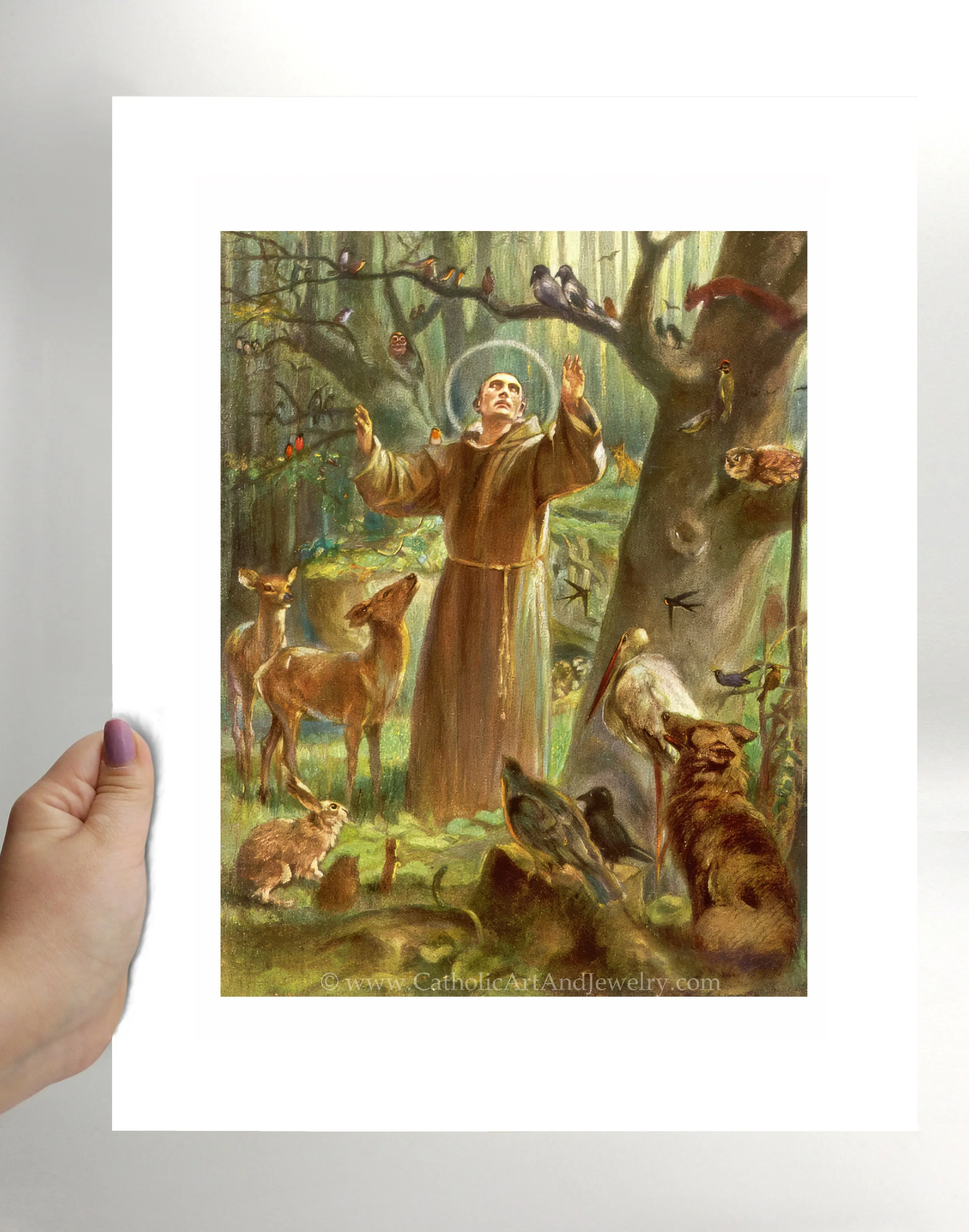 St. Francis of Assisi Preaching to the Birds – Hans Stubenrauch – 3 sizes – Catholic Art Print