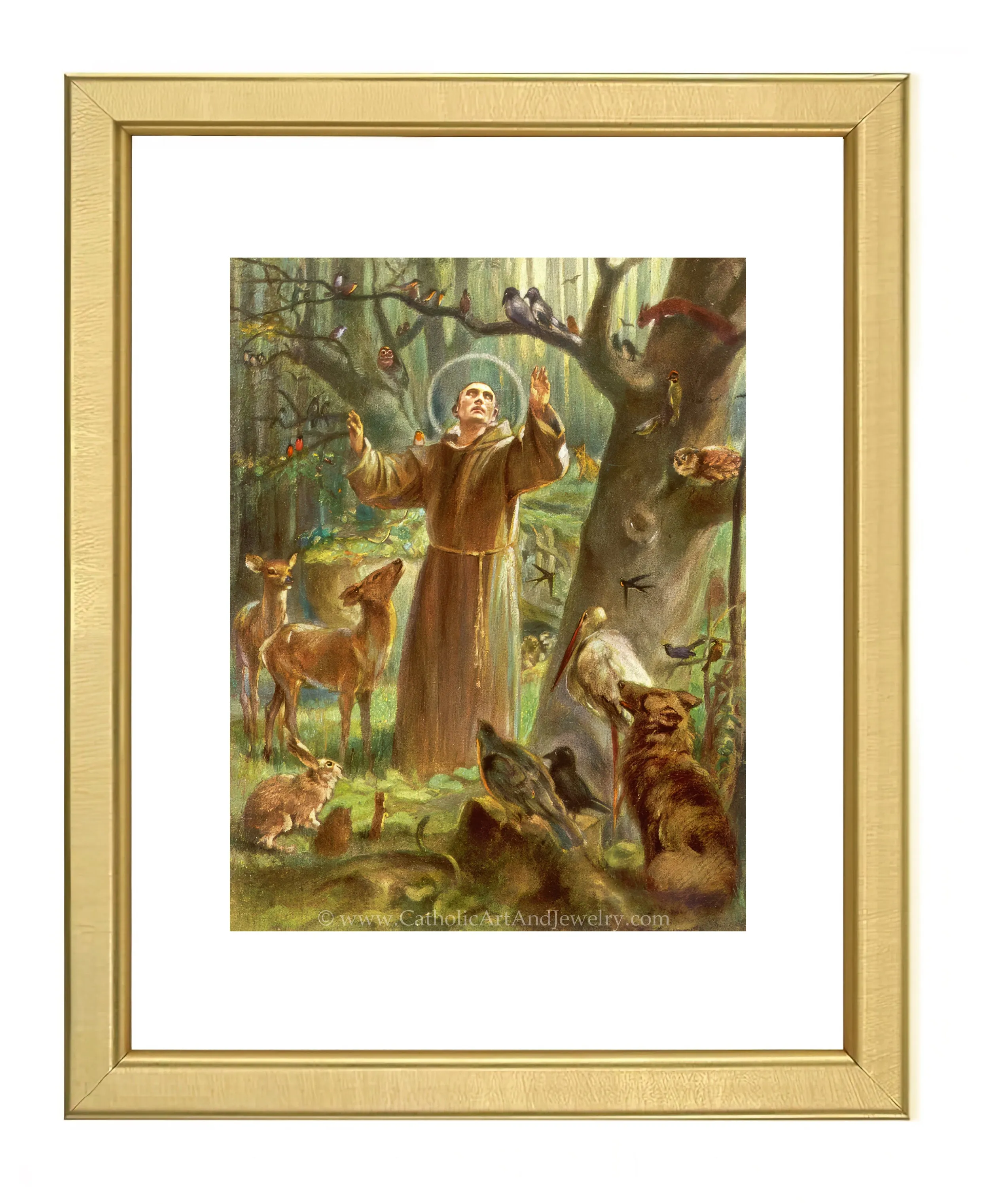 St. Francis of Assisi Preaching to the Birds – Hans Stubenrauch – 3 sizes – Catholic Art Print