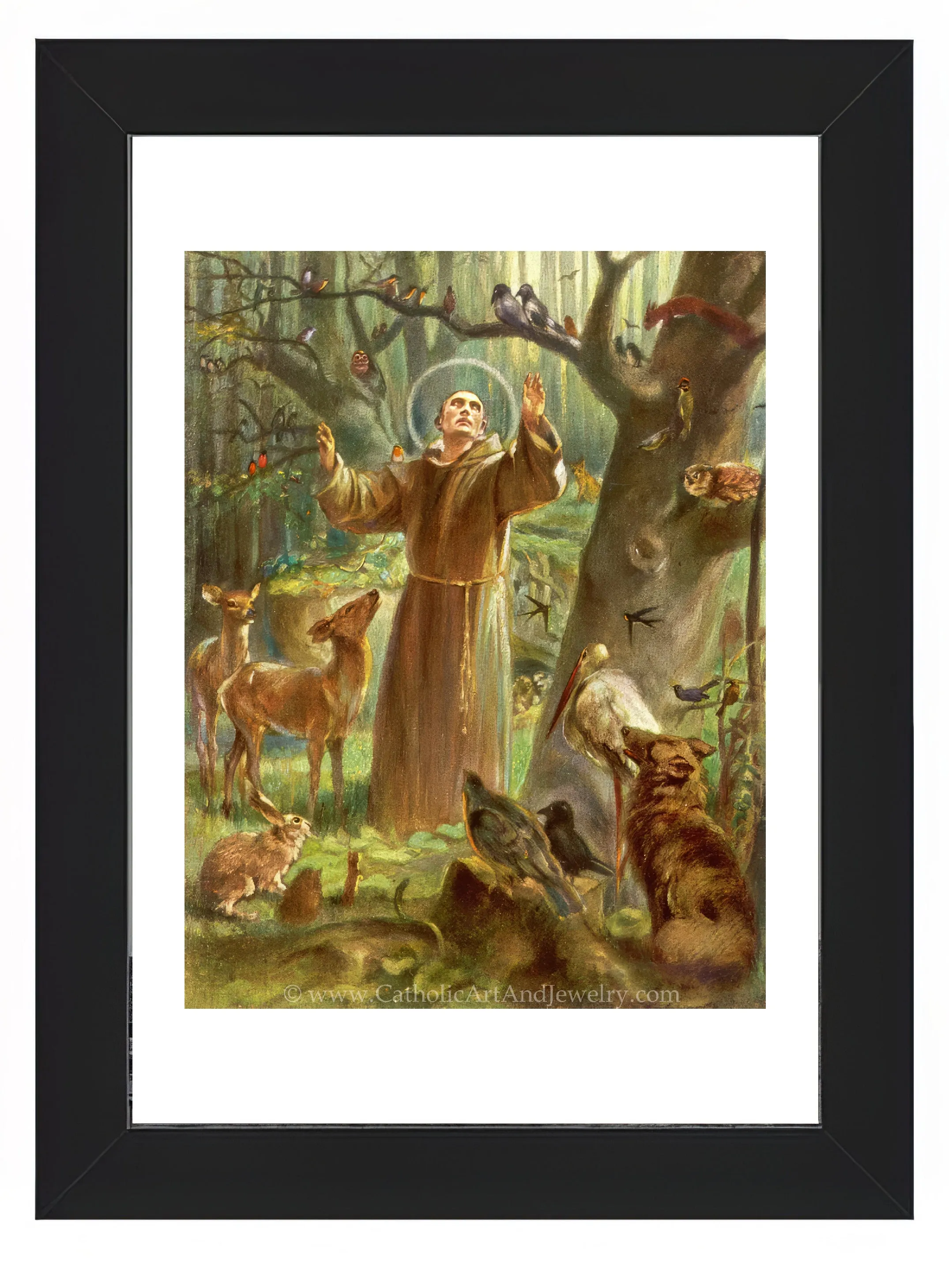 St. Francis of Assisi Preaching to the Birds – Hans Stubenrauch – 3 sizes – Catholic Art Print
