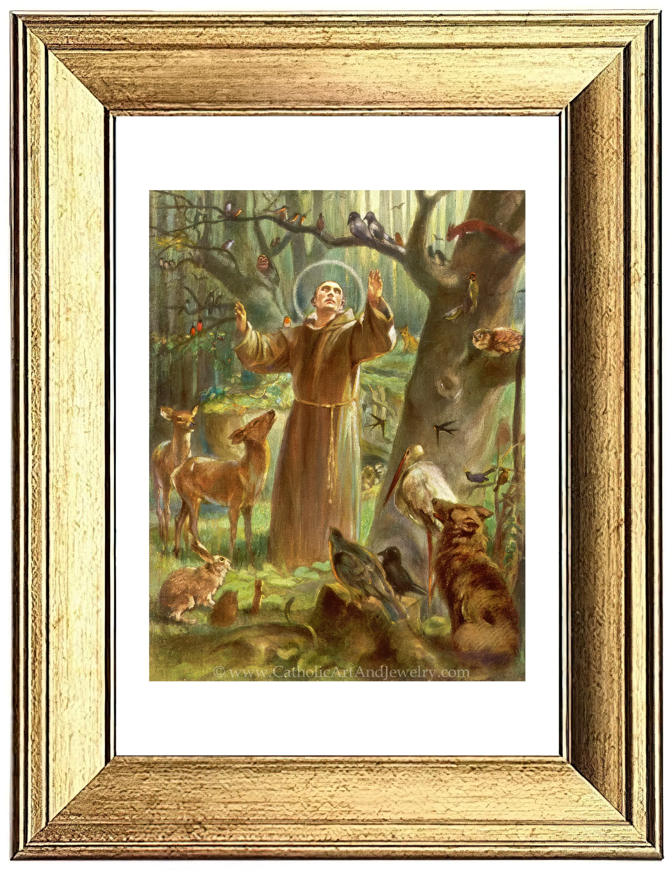 St. Francis of Assisi Preaching to the Birds – Hans Stubenrauch – 3 sizes – Catholic Art Print