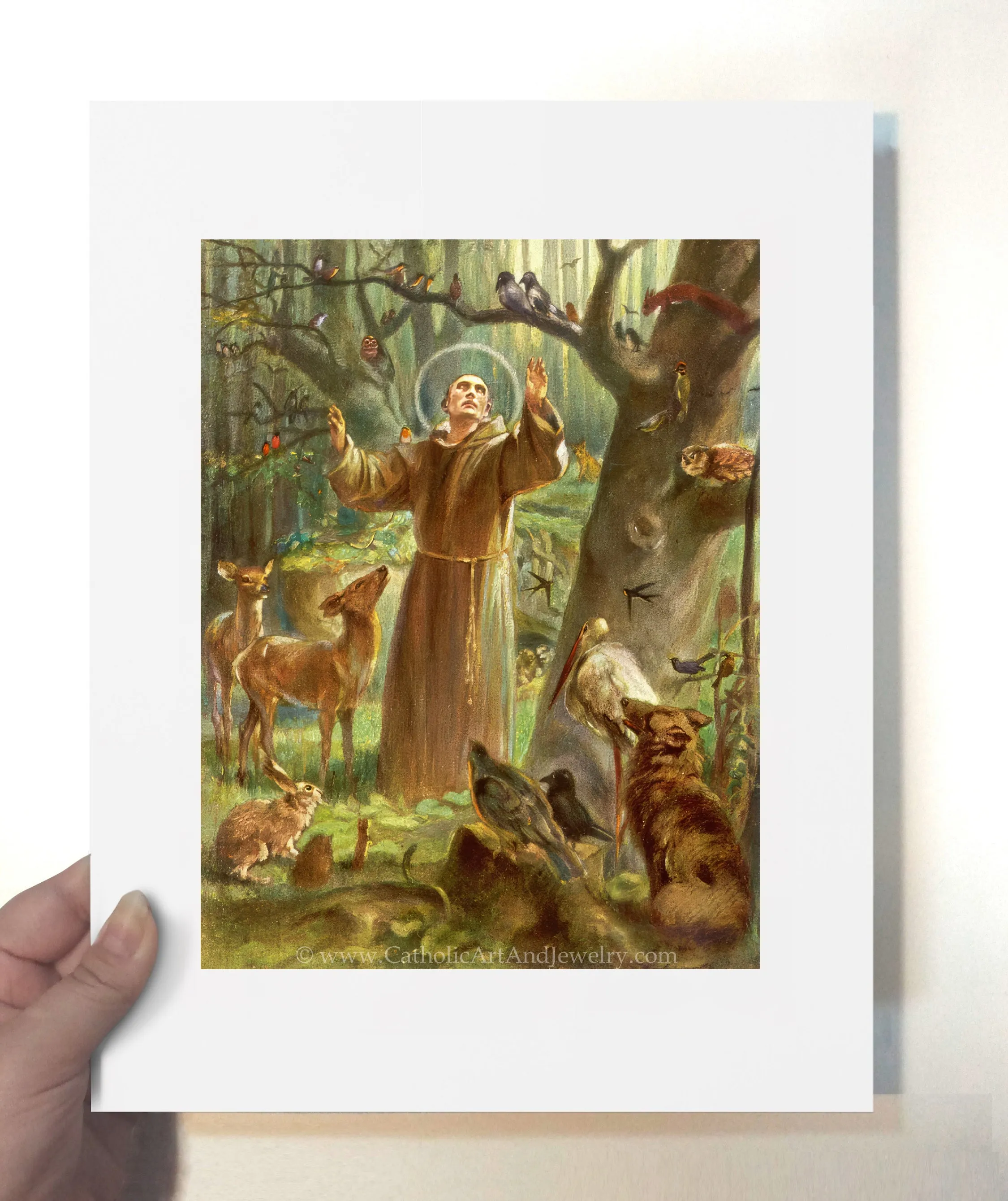 St. Francis of Assisi Preaching to the Birds – Hans Stubenrauch – 3 sizes – Catholic Art Print