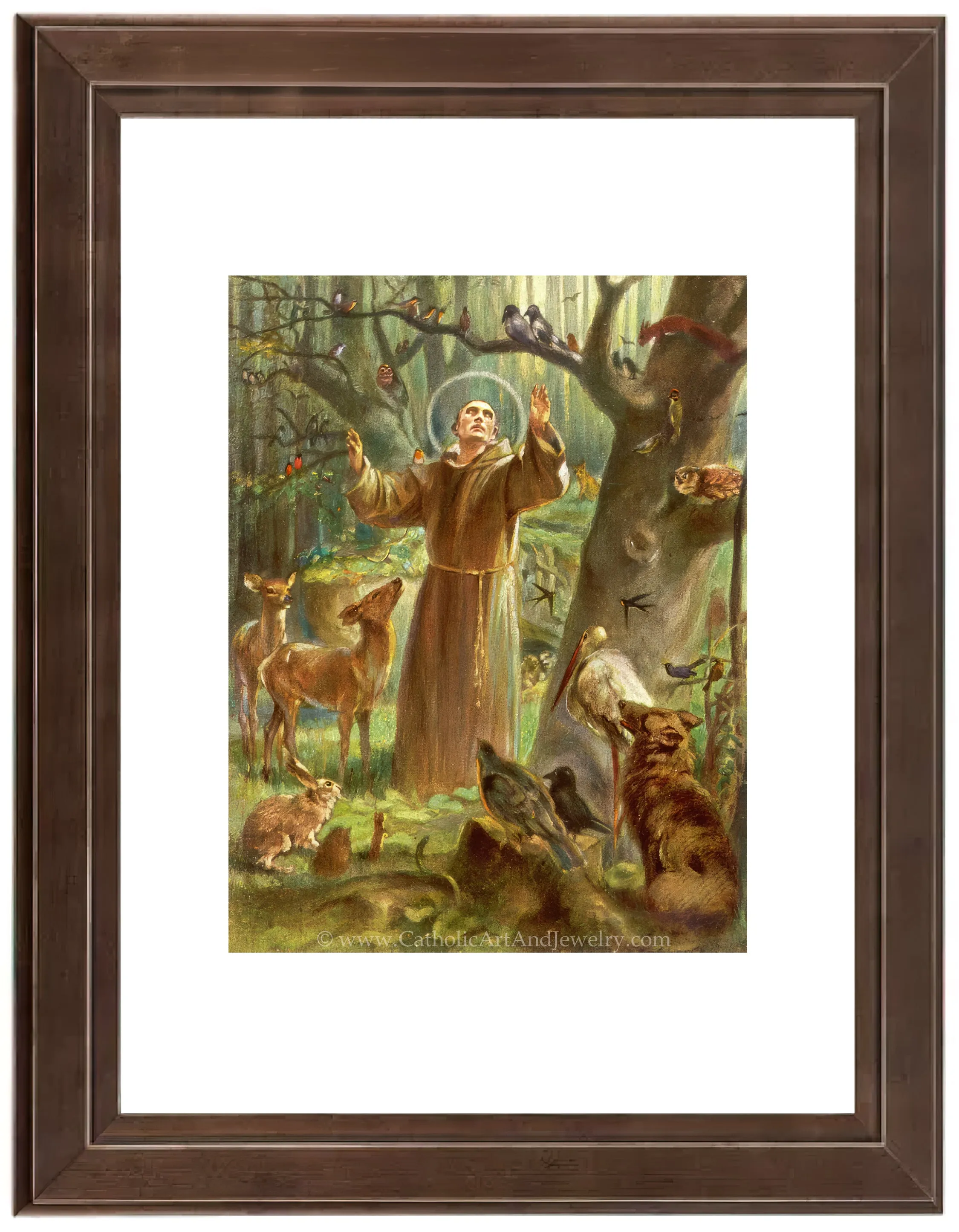 St. Francis of Assisi Preaching to the Birds – Hans Stubenrauch – 3 sizes – Catholic Art Print