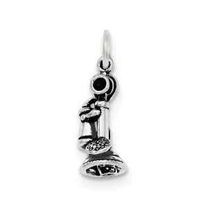 Sterling Silver Antiqued Old Fashioned Phone Pendant