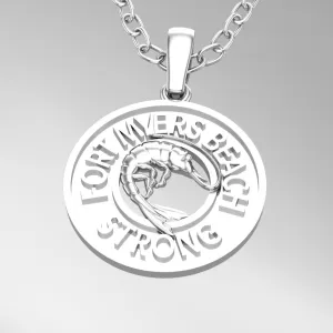Sterling Silver Fort Myers Beach Strong Pendant with 18” 1.2mm Round Box Chain
