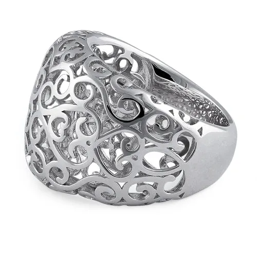 Sterling Silver Resilient Curvy Hearts Ring