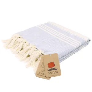 Stripe Turkish Beach & Peshtemal Towel - Light Blue