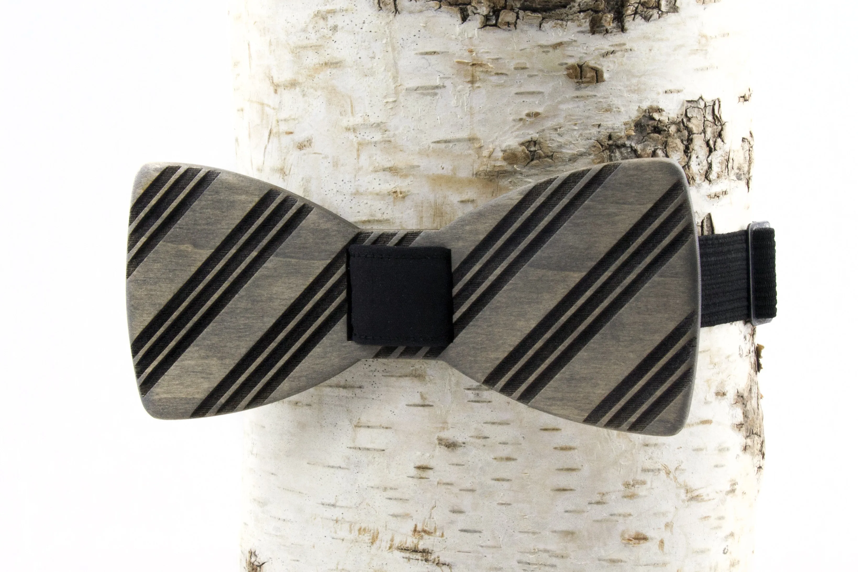 Stripes Wooden Bow Tie