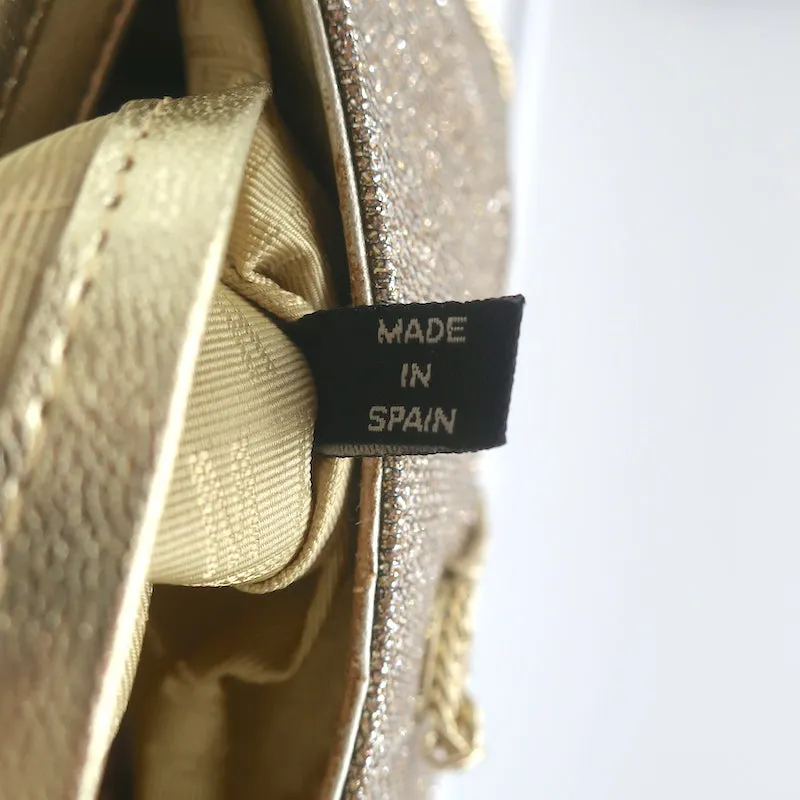 Stuart Weitzman The Petite Clutch Gold Glitter Small Shoulder Bag