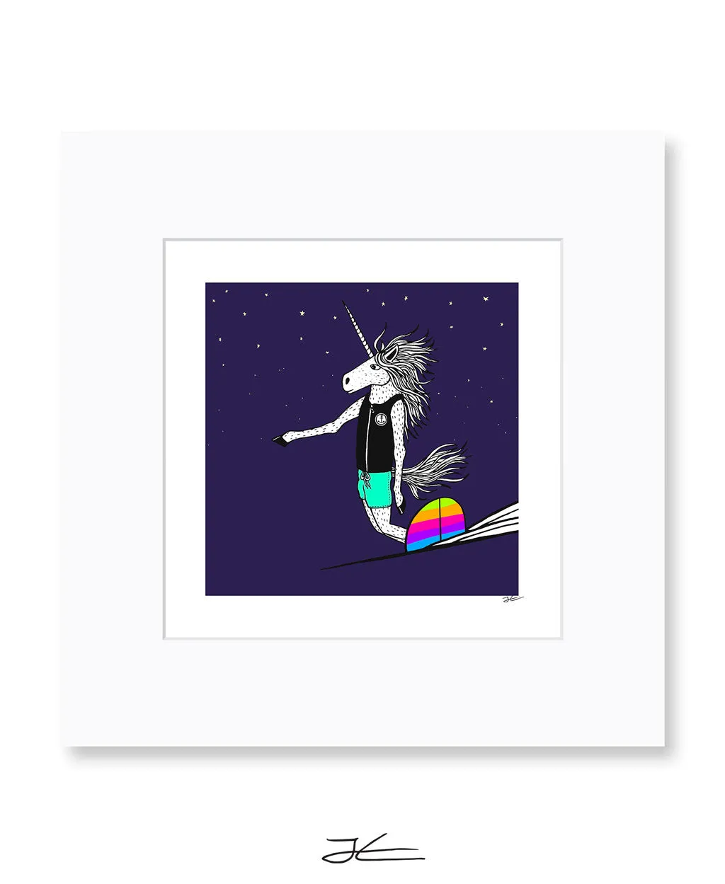 Surfing Unicorn - Print/ Framed Print
