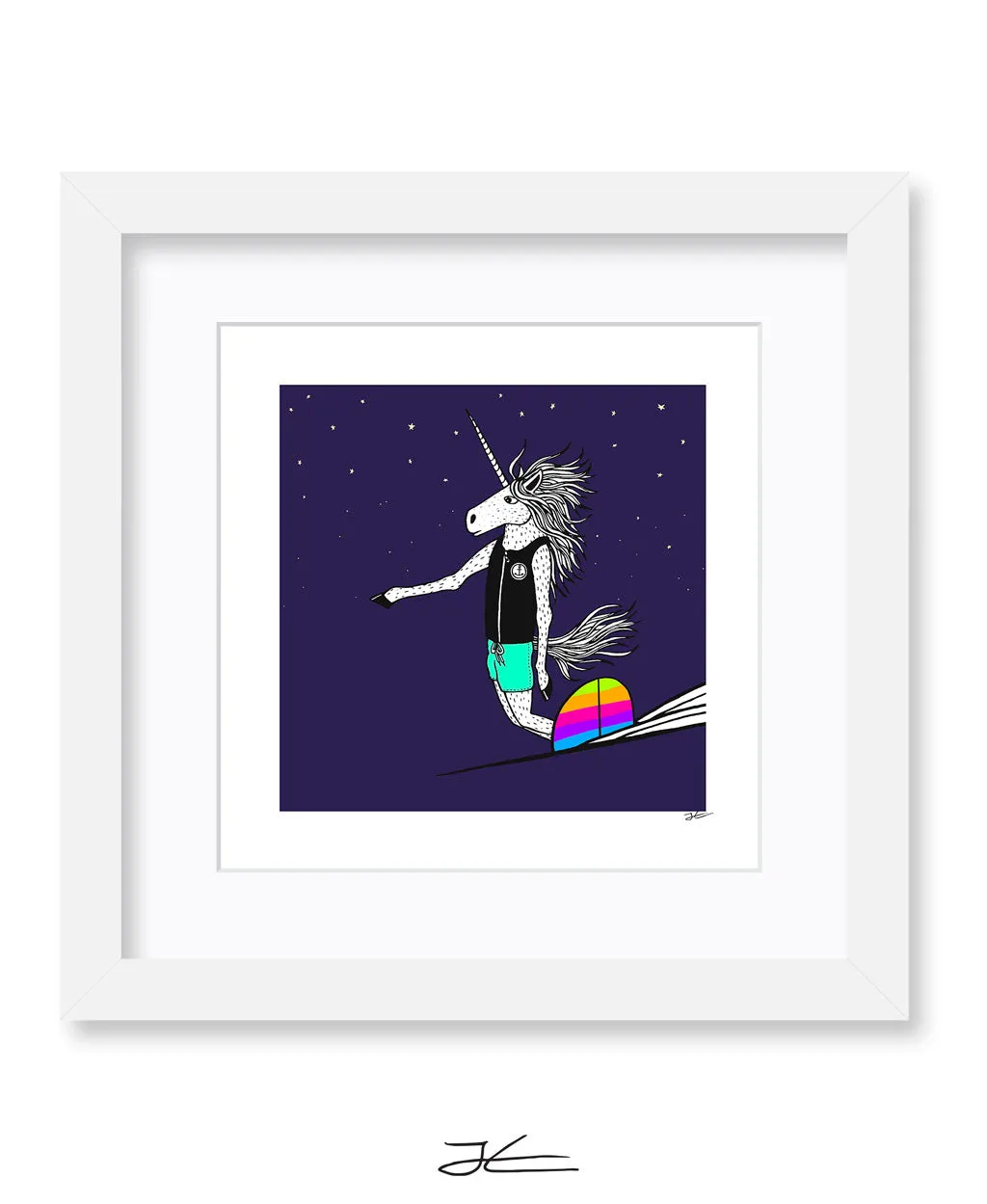 Surfing Unicorn - Print/ Framed Print