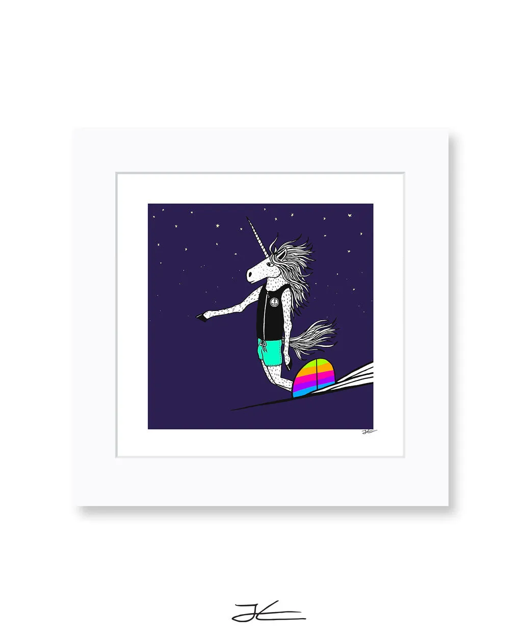 Surfing Unicorn - Print/ Framed Print