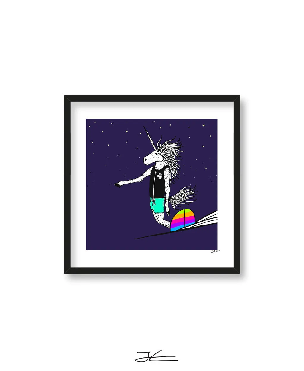 Surfing Unicorn - Print/ Framed Print