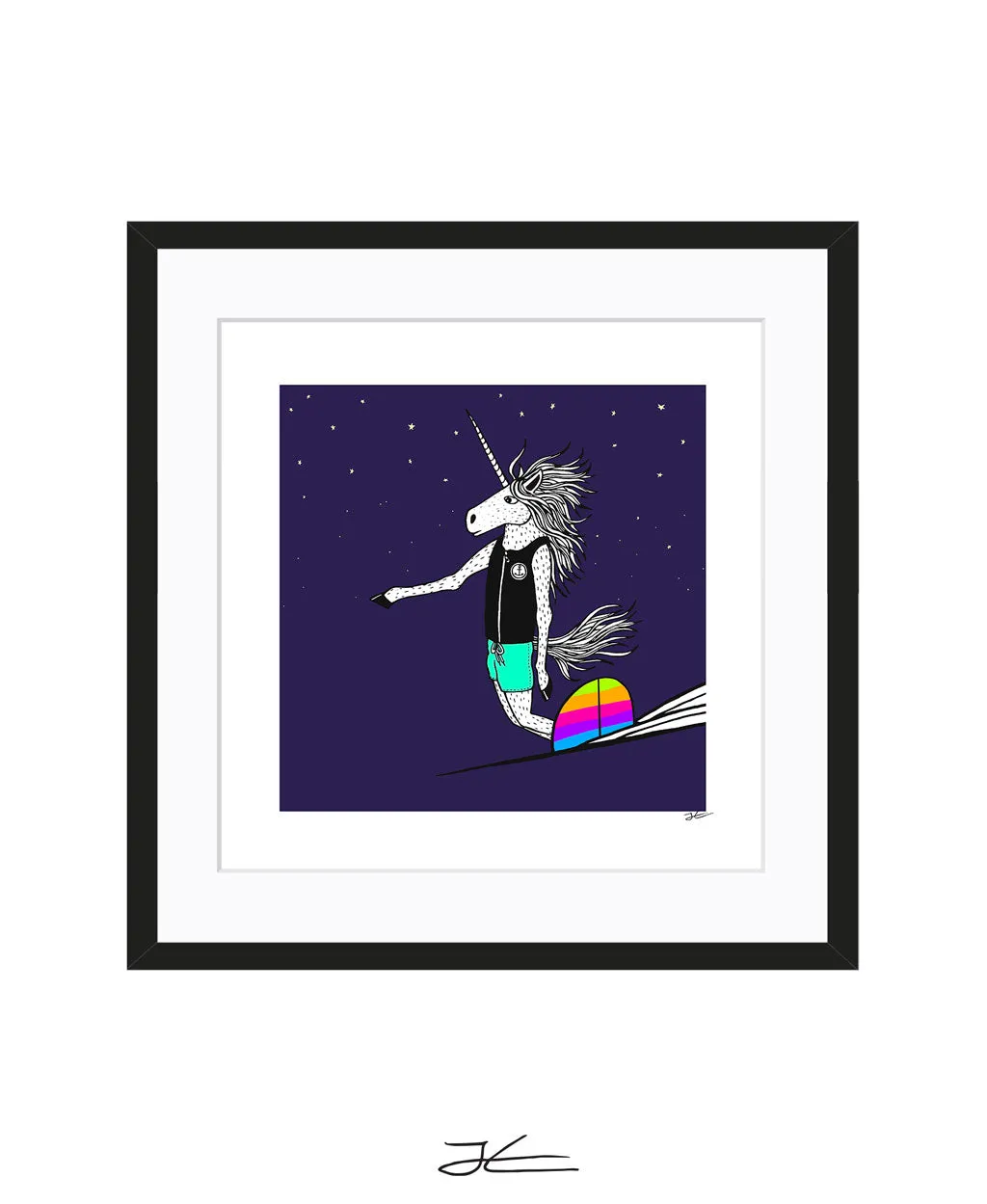 Surfing Unicorn - Print/ Framed Print