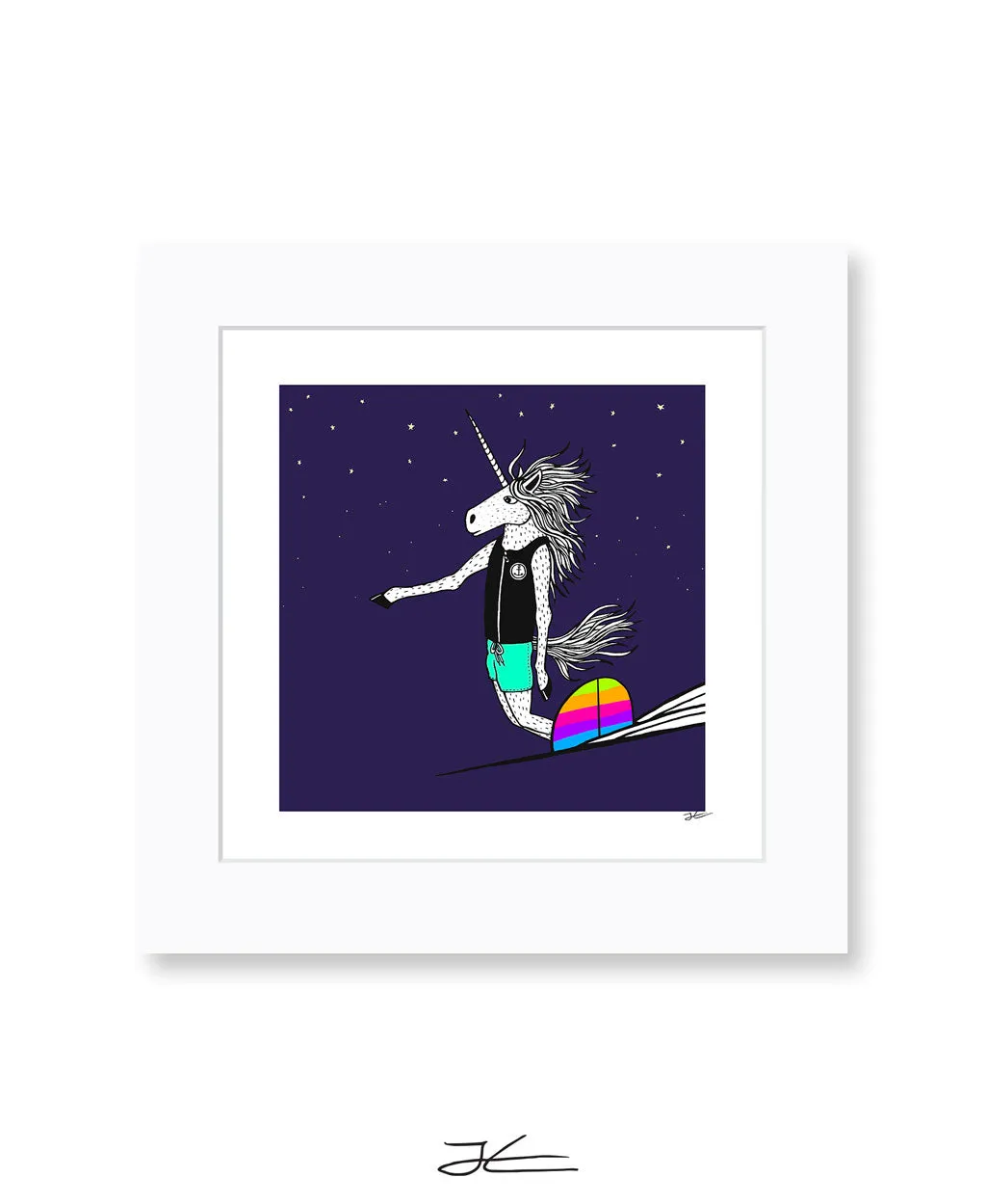 Surfing Unicorn - Print/ Framed Print