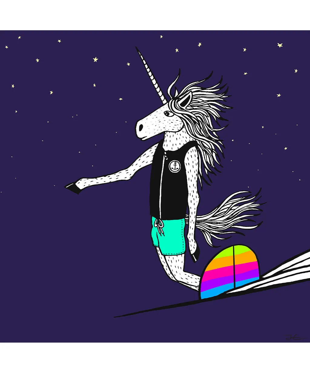 Surfing Unicorn - Print/ Framed Print