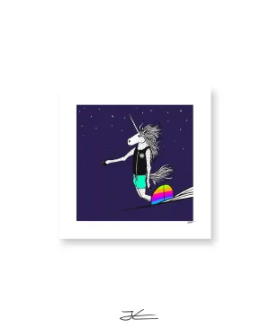 Surfing Unicorn - Print/ Framed Print