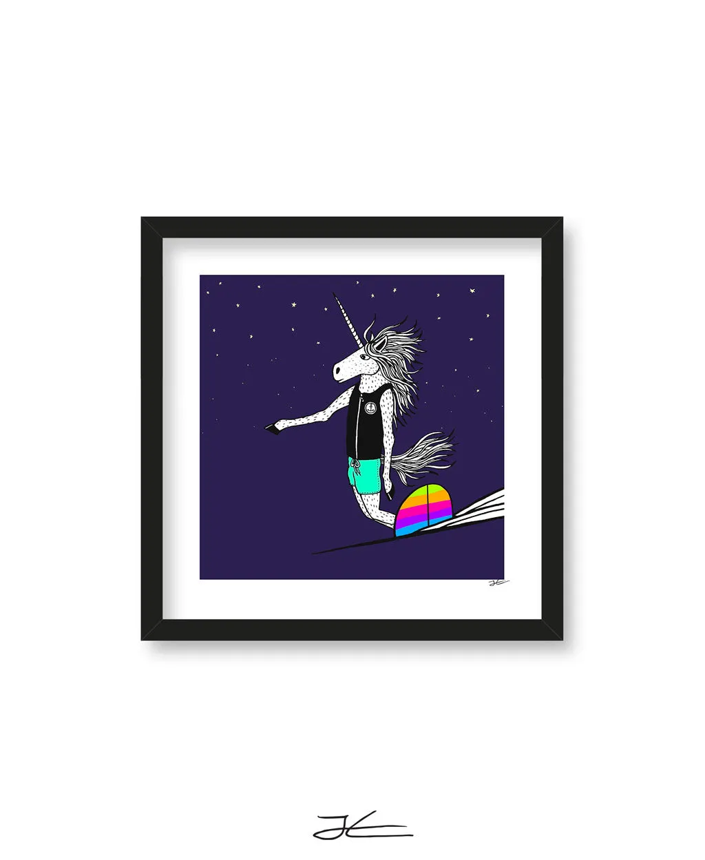 Surfing Unicorn - Print/ Framed Print