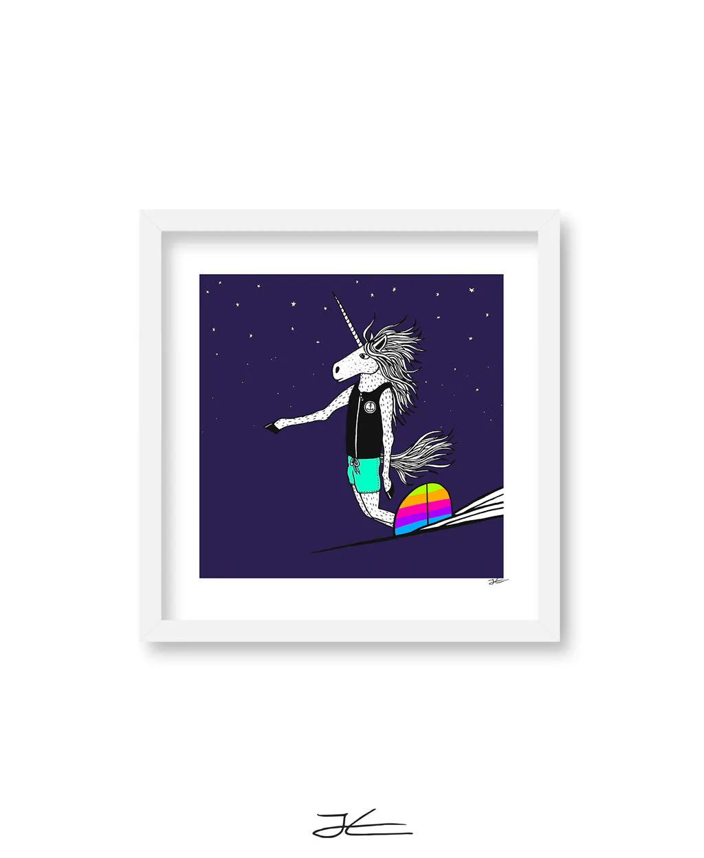 Surfing Unicorn - Print/ Framed Print