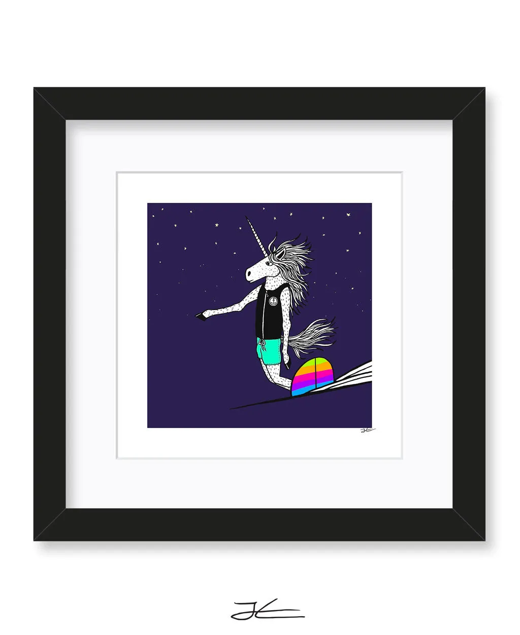 Surfing Unicorn - Print/ Framed Print