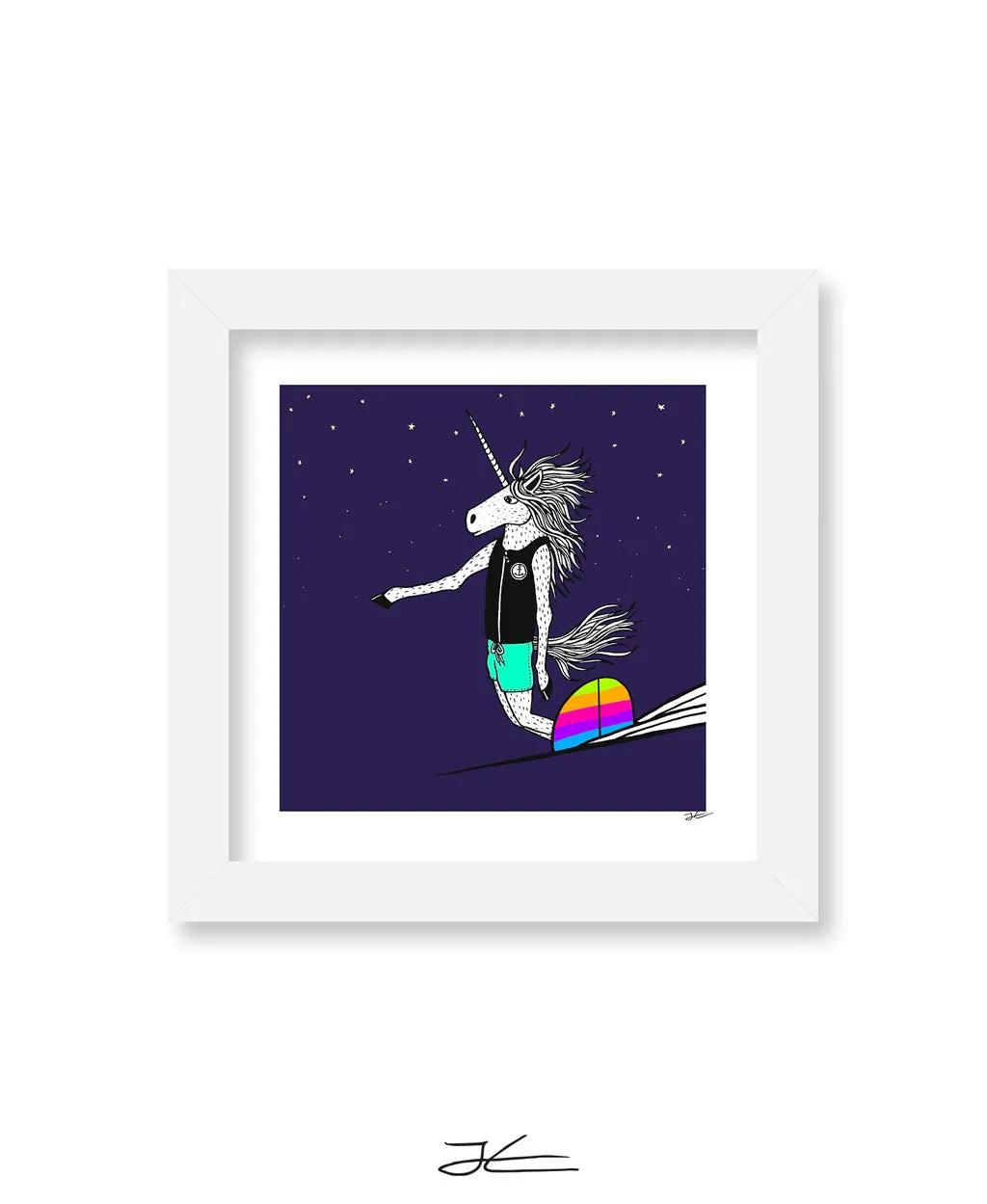 Surfing Unicorn - Print/ Framed Print