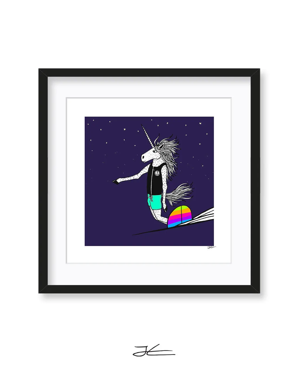 Surfing Unicorn - Print/ Framed Print