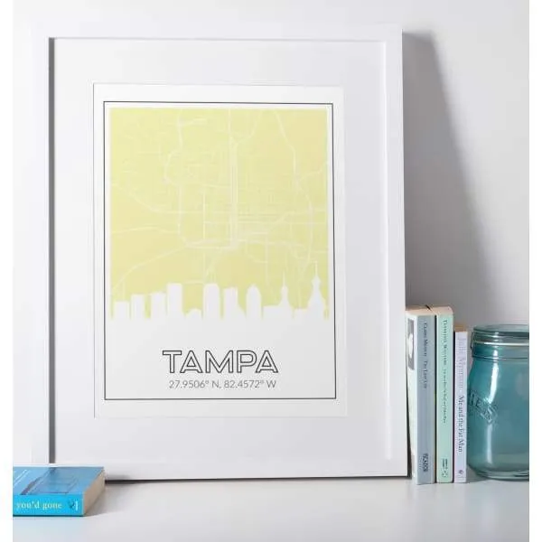 Tampa, Florida road map and skyline
