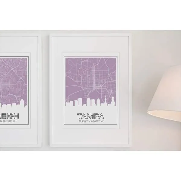 Tampa, Florida road map and skyline