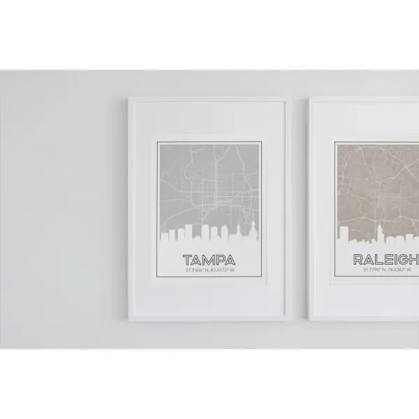 Tampa, Florida road map and skyline