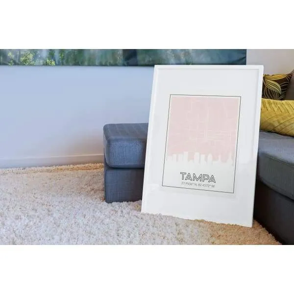 Tampa, Florida road map and skyline