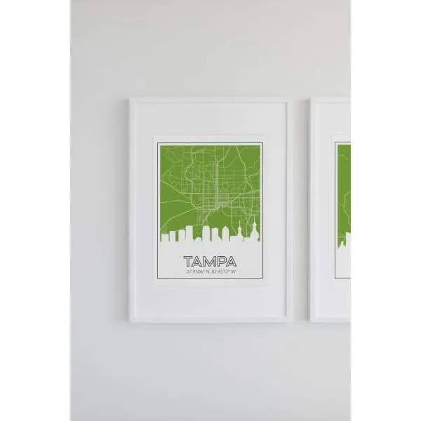 Tampa, Florida road map and skyline