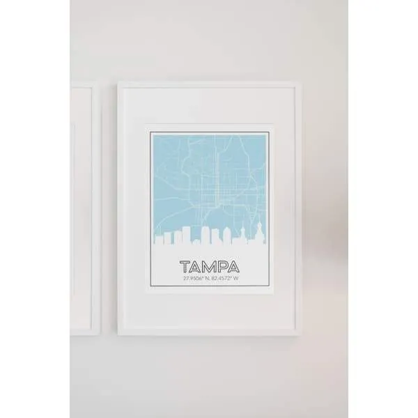 Tampa, Florida road map and skyline