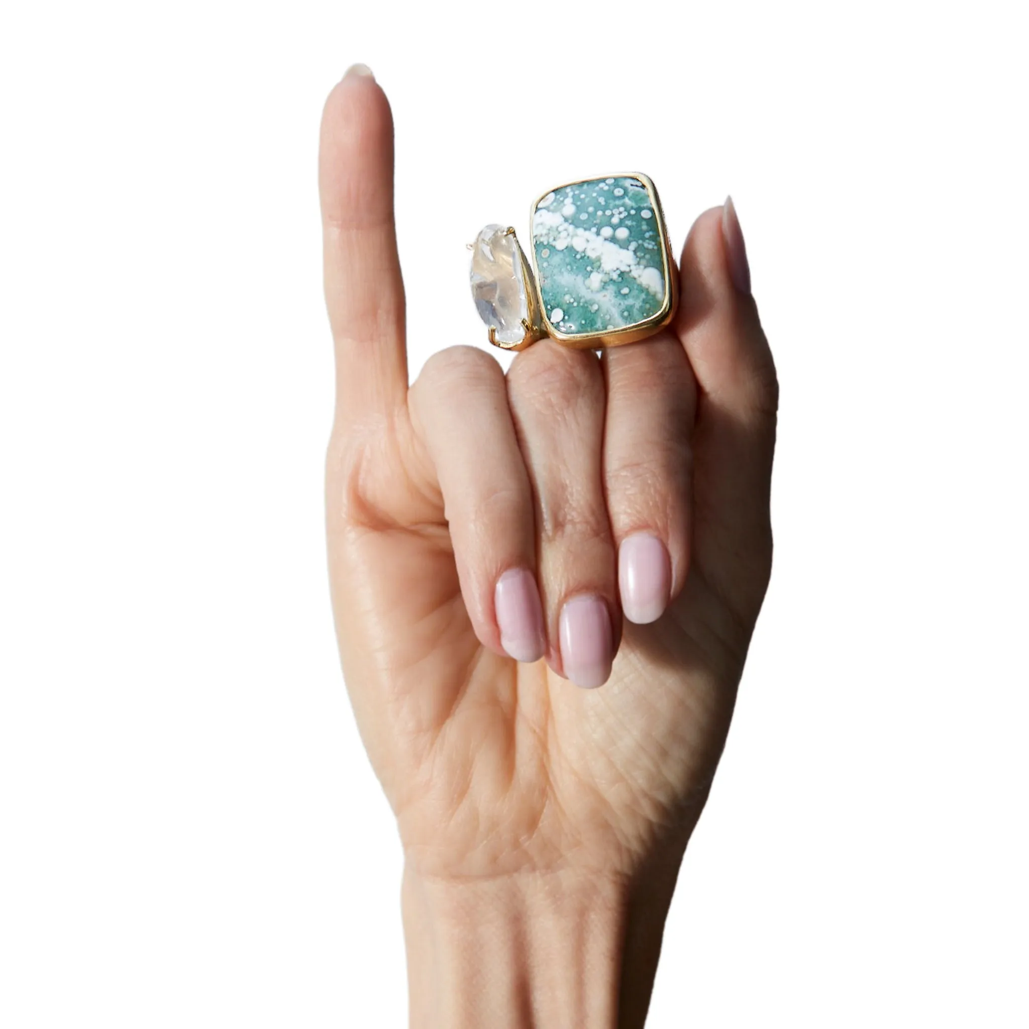 Tandem Ring, Green Jasper