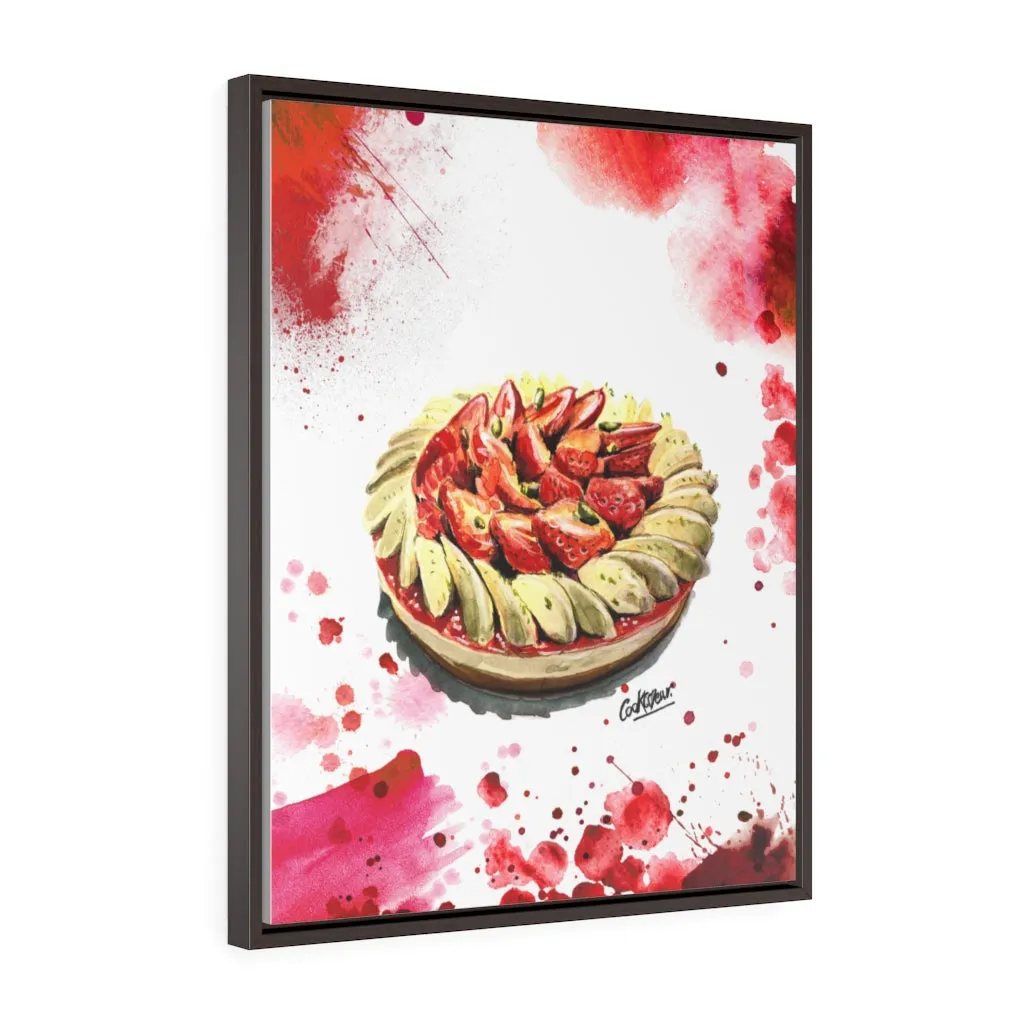 Tarte Aux Fraises Watercolor Small Framed Canvas