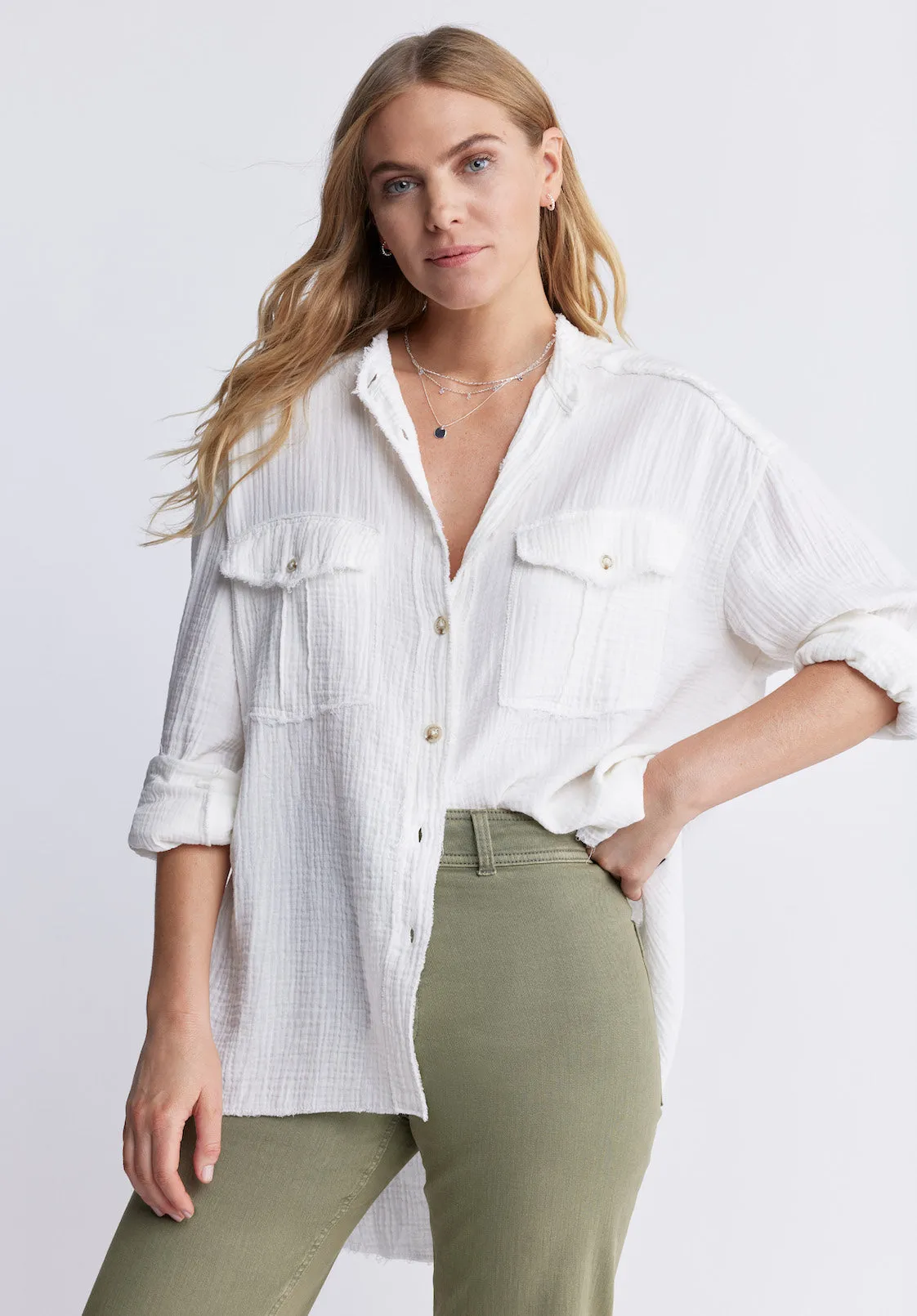 Taylee Women’s Oversized Blouse in White - WT0118P