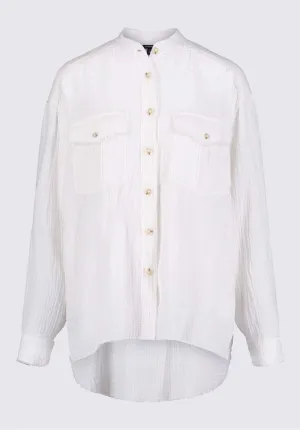 Taylee Women’s Oversized Blouse in White - WT0118P