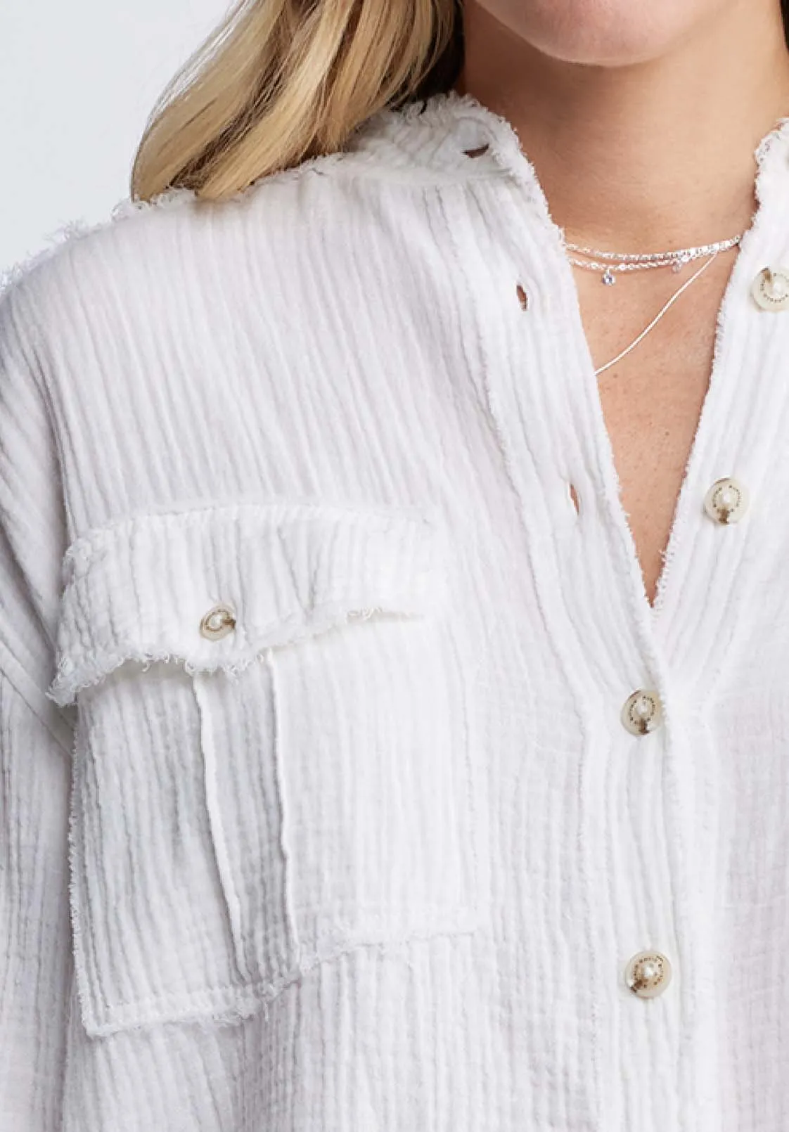 Taylee Women’s Oversized Blouse in White - WT0118P