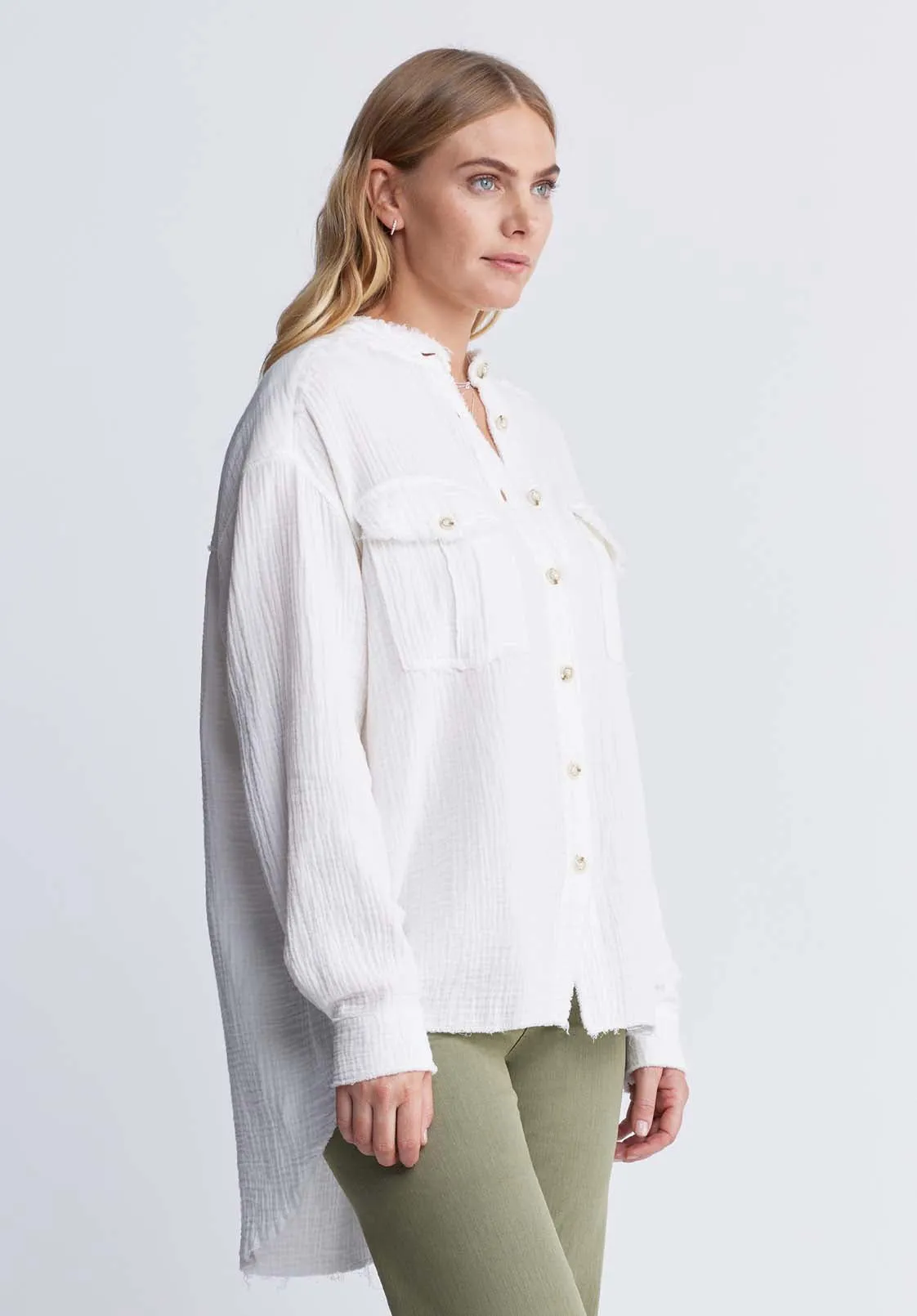 Taylee Women’s Oversized Blouse in White - WT0118P