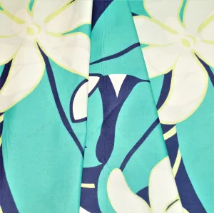 Tiare Flowers with Blue Leaves on Yellow