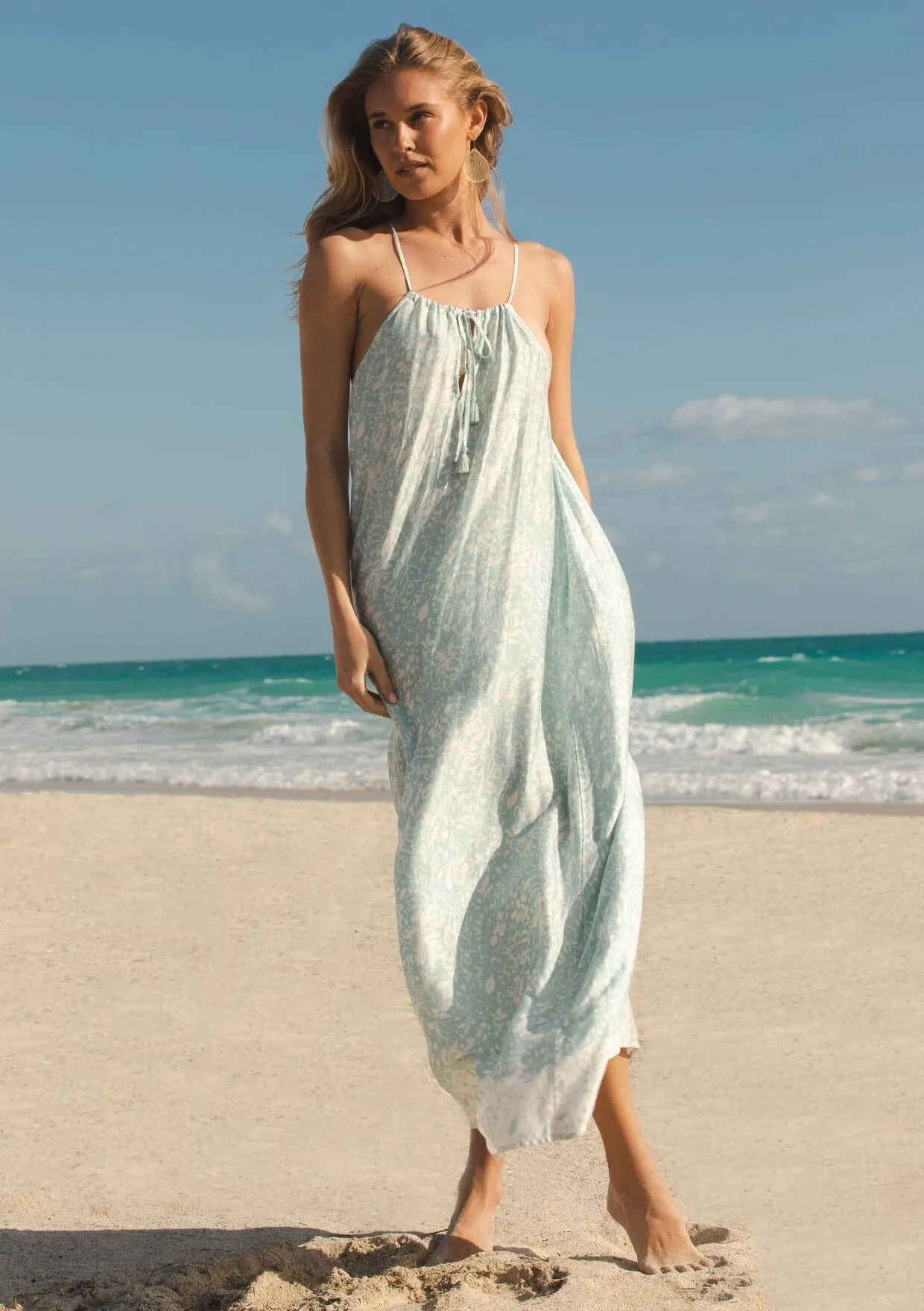 Tidal Flow Halter Maxi Dress