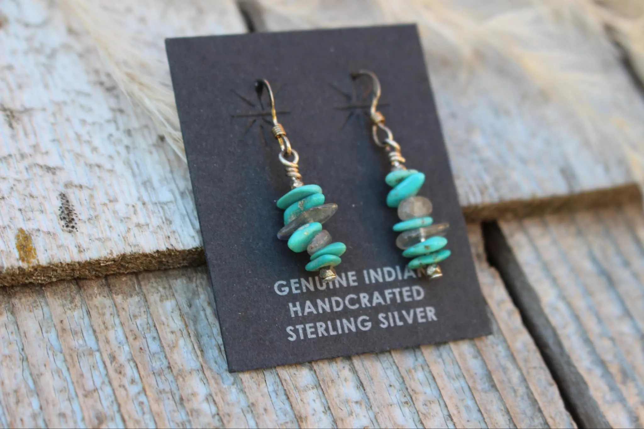 Turquoise chips   Labradorite Earrings
