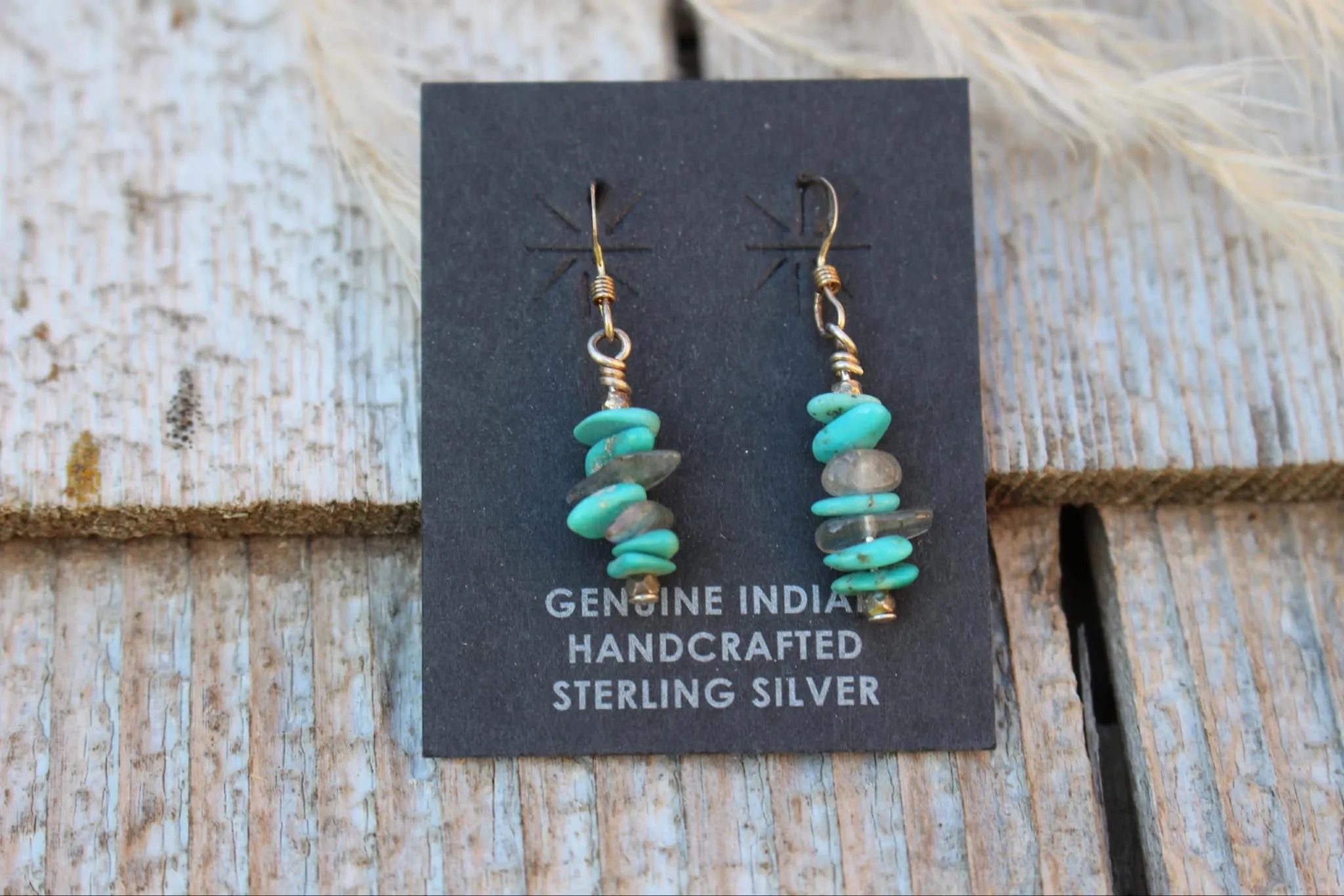 Turquoise chips   Labradorite Earrings